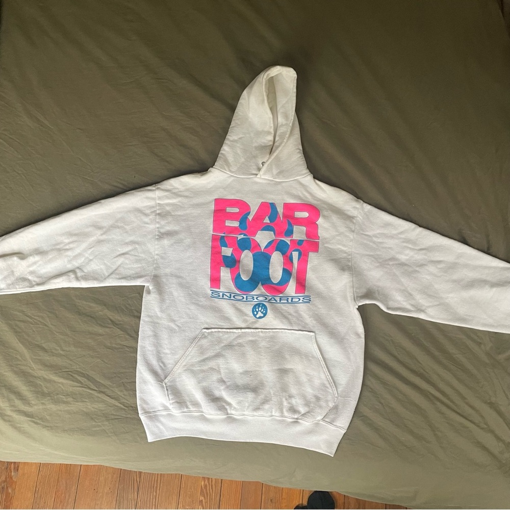 Vintage totally rad original Barfoot Snoboards vintage hoodie from the 1990s.